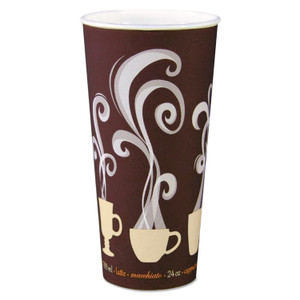 SOLO Thermoguard Insulated Paper Hot Cups, 24 oz, Steam Print Design, 600/Carton View Product Image