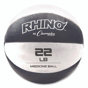 Champion Sports Rhino Leather Medicine Ball, 22 lb, Black/White View Product Image
