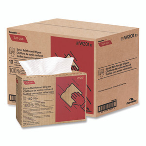 Cascades PRO Tuff-Job Scrim Reinforced Wipers, 4-Ply, 9.25 x 12.5, White, 150/Box, 10 Boxes/Carton View Product Image
