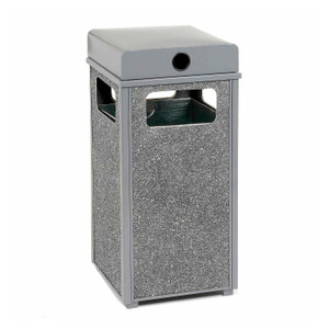 Global Industrial Stone Panel All Weather Trash Receptacle Urn, 24 gal, Steel, Gray View Product Image