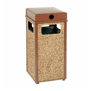 Global Industrial Stone Panel All Weather Trash Receptacle Urn, 12 gal, Steel, Brown View Product Image
