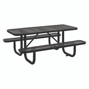 Global Industrial Expanded Steel Picnic Table, Rectangular, 72 x 62 x 29.5, Black Top, Black Base/Legs View Product Image