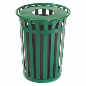 Global Industrial Outdoor Slatted Steel Trash Can, 36 gal, Green View Product Image