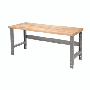 Global Industrial Standard Duty Butcher Block Top Adjustable Height Workbench, 2,000 lbs, 72 x 30 x 30.88 to 36.88, Maple/Gray View Product Image