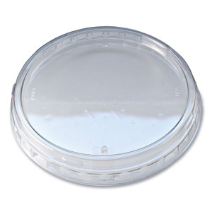 Fabri-Kal Recycleware Round Deli Container Lids, Flat Outer Fit, Clear, Plastic, 500/Carton View Product Image