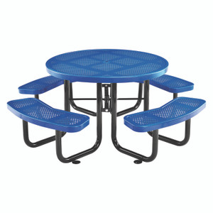 Global Industrial Perforated Steel Picnic Table, Round, 46" Dia x 29.5"h, Blue Top, Blue Base/Legs View Product Image