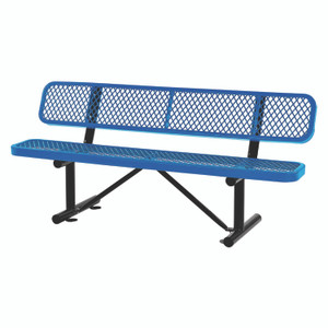 Global Industrial Expanded Steel Bench With Back, 72" x 24" x 33", Blue Seat/Back, Black Base View Product Image