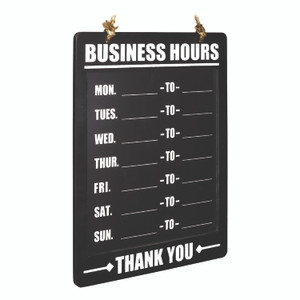 Excello Global Products Business Hours Indoor/Outdoor Hanging Chalkboard, 10 x 0.38 x 20.75, Black/White View Product Image