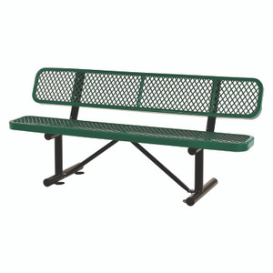 Global Industrial Expanded Steel Bench With Back, 72" x 24" x 33", Green Seat/Back, Black Base View Product Image