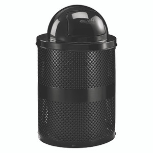 Global Industrial Outdoor Perforated Steel Trash Can with Dome Lid, 36 gal, Steel, Black View Product Image