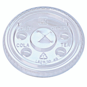 Fabri-Kal Kal-Clear/Nexclear Drink Cup Lids, X-Style Straw Slot/Flavor Buttons, Fits 9 oz to 10 oz Cold Cups, Plastic, Clear, 2,500/CT View Product Image