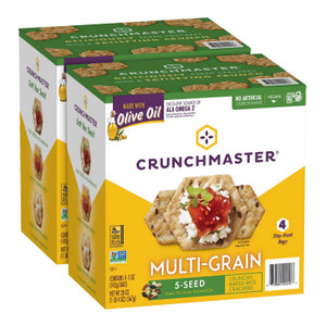 Crunchmaster 5-Seed Multi-Grain Crunchy Oven Baked Crackers, Original, 5 oz Bags, 4/Box, 2 Boxes/Carton View Product Image
