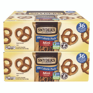 Snyder's Mini Pretzels. 0.92 oz Pack, 36 Packs/Box, 2 Boxes/Carton View Product Image
