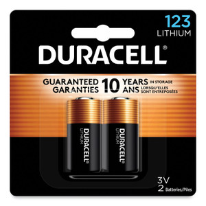 Duracell Specialty High-Power Lithium Battery, 123, 3 V, 2/Pack (DURDL123AB2BPK) View Product Image