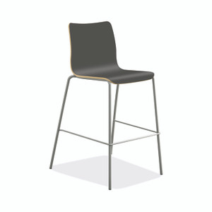 HON Ruck Laminate Stool, Supports Up to 300 lb, 30" Seat Height, Charcoal Seat/Back, Silver Base View Product Image