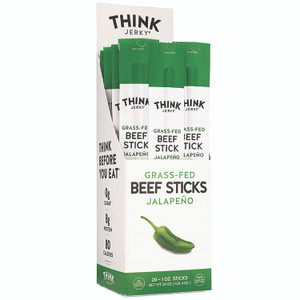 Think Jerky Jalapeno 100% Grass-Fed Beef Sticks, 1 oz Individually Wrapped Sticks, 20/Carton View Product Image