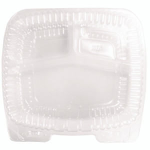 HFA Handi-Lock Three-Compartment Food Container, 8 x 3 x 8.87, Clear, Plastic, 250/Carton View Product Image