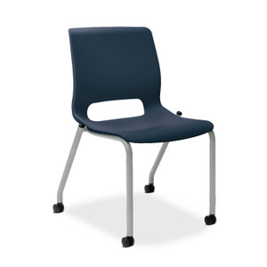 HON Motivate Four-Leg Stacking Chair, Up to 300 lbs, 18" Seat Height, Regatta Seat and Back, Platinum Base, 2/Carton View Product Image