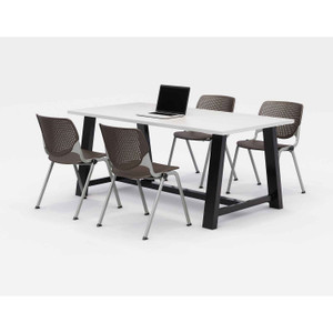 KFI Studios Midtown Dining Table with Four Brownstone Kool Series Chairs, 36 x 72 x 30, Designer White View Product Image