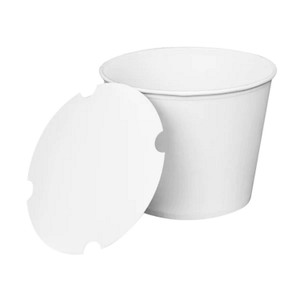 Karat Food Bucket with Lid, 130 oz, 8.46" Diameter x 6.6" h, White, Paper, 150/Carton View Product Image