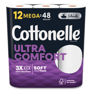 Cottonelle Ultra ComfortCare Toilet Paper, Soft Tissue, Mega Rolls, Septic Safe, 2-Ply, White, 284/Roll, 12 Rolls/Pack, 48 Rolls/Carton View Product Image