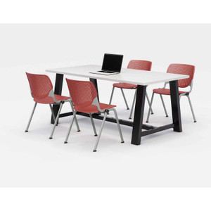 KFI Studios Midtown Dining Table with Four Coral Kool Series Chairs, 36 x 72 x 30, Designer White View Product Image