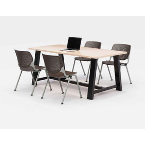 KFI Studios Midtown Dining Table with Four Brownstone Kool Series Chairs, 36 x 72 x 30, Kensington Maple View Product Image