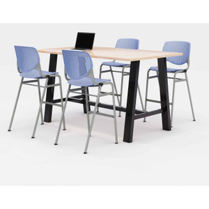 KFI Studios Midtown Bistro Dining Table with Four Periwinkle Kool Barstools, 36 x 72 x 41, Kensington Maple View Product Image