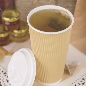 Karat Ripple Hot Cups, 20 oz, Paper, Kraft/White, 500/Carton View Product Image