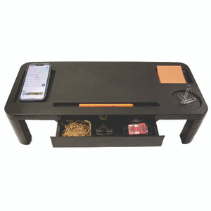 AbilityOne 7110017135324, SKILCRAFT Monitor Stand with Storage Drawer, 21 x 9.4 x 3.8, Black View Product Image
