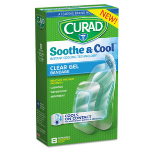 Curad Soothe and Cool Clear Gel Bandages, Assorted, Clear, 8/Box Product Image