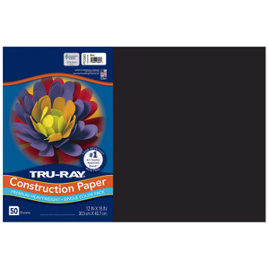 Pacon Tru-Ray Construction Paper, 76 lb Text Weight, 12 x 18, Black, 50/Pack, 25 Packs/Carton View Product Image