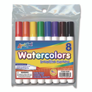 Liqui-Mark Broadline Watercolor Markers, Broad Chisel Tip, Assorted Colors, 8/Set View Product Image