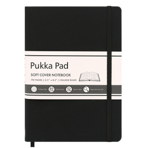 PUKKA PAD Soft Cover Notebook, College Rule, Black Cover, (96) 8.2 x 5.11 Sheets View Product Image