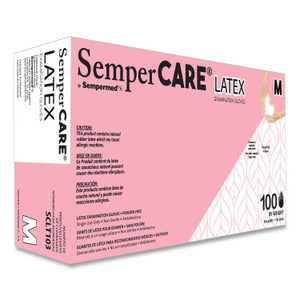 SemperCare Latex Examination Gloves, Cream, Medium, 100/Box View Product Image
