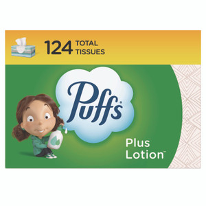 Puffs Plus Lotion Facial Tissue, 2-Ply, White, 124 Sheets/Box, 24 Boxes/Carton View Product Image