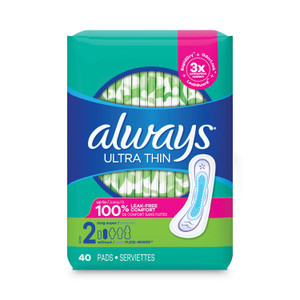 Always Ultra Thin Pads, Super Long 10 Hour, 40/Pack View Product Image