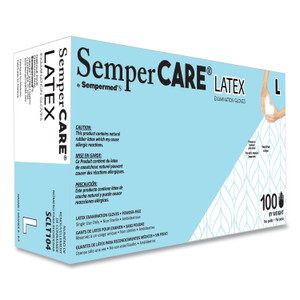 SemperCare Latex Examination Gloves, Powder-Free, Large, Cream, 5 mil, 100/Box, 10 Boxes/Carton View Product Image
