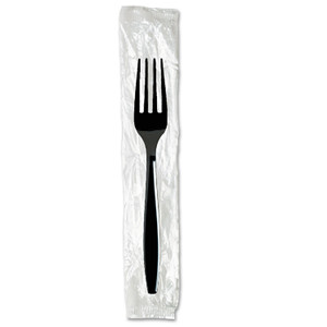 Dixie Individually Wrapped Heavyweight Forks, Polystyrene, Black, 1,000/Carton (DXEFH53C7) View Product Image