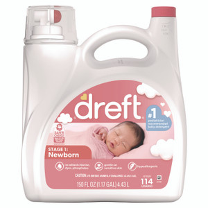 Dreft Ultra Laundry Detergent, Baby Powder Scent, 150 oz Bottle, 4/Carton View Product Image