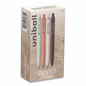 uniball Zento Gel Pen, Retractable, Medium 0.7 mm, Black Ink, Assorted Barrel Colors, Dozen UBC70660 View Product Image