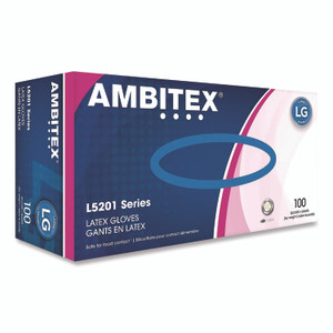 AMBITEX L5201 Series Powder-Free Latex Gloves, 4 mil, Large, Cream, 100/Box View Product Image