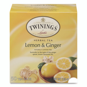 TWININGS Tea Bags, Lemon and Ginger, 2.65 oz, 50/Box View Product Image