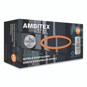 AMBITEX N720 Series Powder-Free Nitrile Gloves, 6 mil, 2X-Large, Black, 100/Box, 10 Boxes/Carton View Product Image