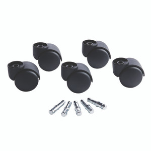 Master Caster Deluxe Futura Flush-Mount Hard-Wheel Casters, 0.44" x 0.88" Grip Ring Type B Stems, 2.19" Nylon Wheels, Matte Black, 5/Set View Product Image