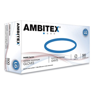 AMBITEX P6505 Series Polyethylene Gloves, 1.25 mil, Large, Clear, 500/Box View Product Image