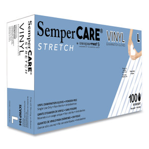 SemperCare Stretch Vinyl Examination Gloves, Cream, Large, 100/Box, 10 Boxes/Carton View Product Image