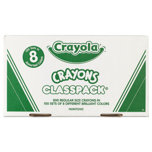 Crayola Classpack Regular Crayons, 8 Colors, 800/Box (CYO528008) View Product Image