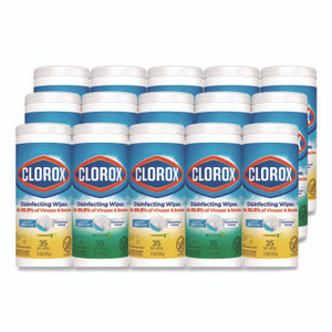 Clorox Disinfecting Wipes, Cleaning Wipes, 1-Ply, 7 x 8, Fresh Scent/Citrus Blend, 35/Canister, 3/Pack, 5 Packs/Carton View Product Image