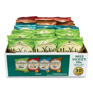 Miss Vickie's Kettle Cooked Chips Variety Mix, Four Assorted Flavors, 1.38 oz Bags, 30 Bags/Carton View Product Image